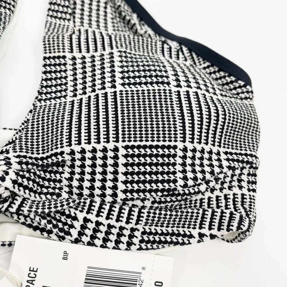 L*Space Jessy High Neck Cutout Bikini Top Best I Ever Plaid Size Medium NEW